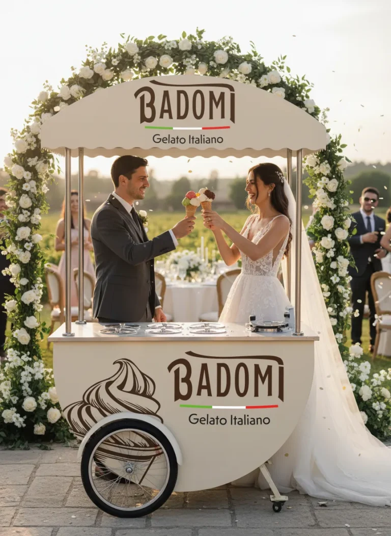 wedding event with gelato cart
