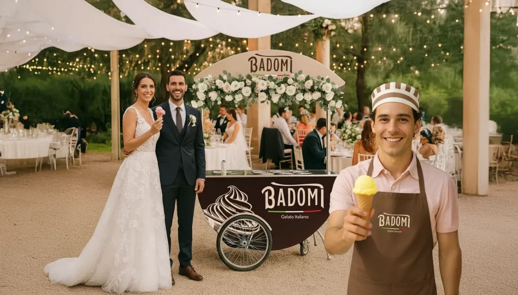 badomi wedding event with gelato cart
